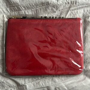 BALMAIN FOR H&M RED SUEDE / LEATHER CLUTCH